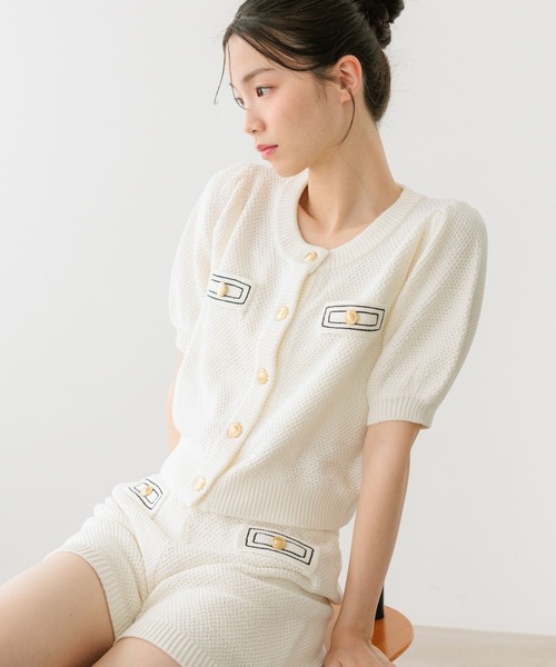 Heather(ヘザー)の「ゴールドボタンステッチカーディガン 670464(ニット/セーター・レディース・ネイビー/アイボリー/グレー・FREE)」の8枚目の写真