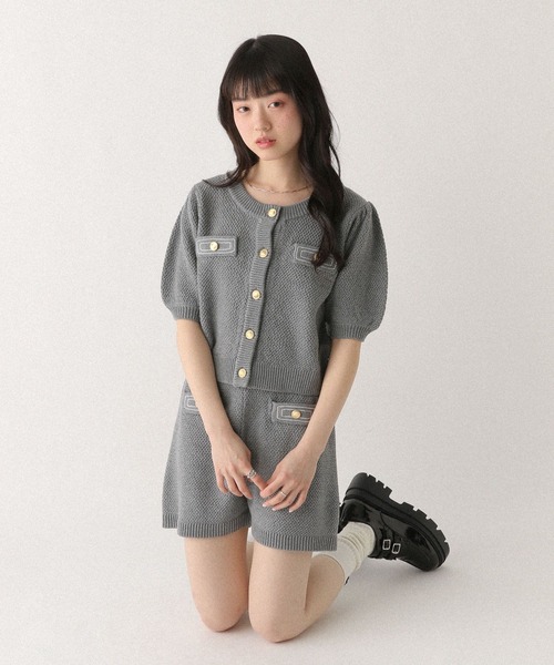 Heather(ヘザー)の「ゴールドボタンステッチカーディガン 670464(ニット/セーター・レディース・ネイビー/アイボリー/グレー・FREE)」の10枚目の写真