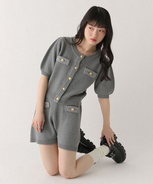 Heather(ヘザー)の「ゴールドボタンステッチカーディガン 670464(ニット/セーター・レディース・ネイビー/アイボリー/グレー・FREE)」の11枚目の写真