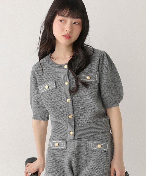 Heather(ヘザー)の「ゴールドボタンステッチカーディガン 670464(ニット/セーター・レディース・ネイビー/アイボリー/グレー・FREE)」の13枚目の写真
