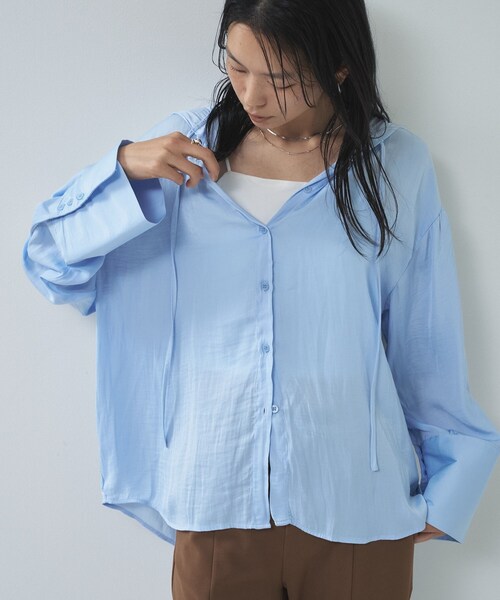 GALLEST（ギャレスト）の「【一部店舗限定】シアーフードオーバーシャツ（シャツ/ブラウス・レディース・サックスブルー/オフホワイト/ナチュラル・38）」の11枚目の写真