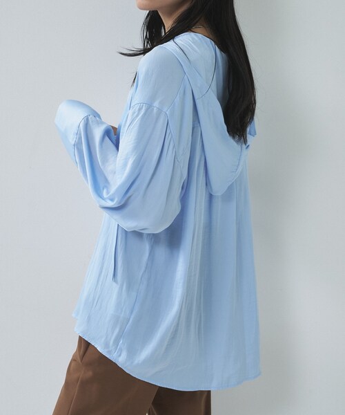 GALLEST（ギャレスト）の「【一部店舗限定】シアーフードオーバーシャツ（シャツ/ブラウス・レディース・サックスブルー/オフホワイト/ナチュラル・38）」の12枚目の写真