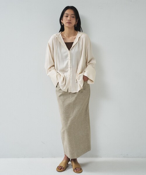 GALLEST（ギャレスト）の「【一部店舗限定】シアーフードオーバーシャツ（シャツ/ブラウス・レディース・サックスブルー/オフホワイト/ナチュラル・38）」の15枚目の写真