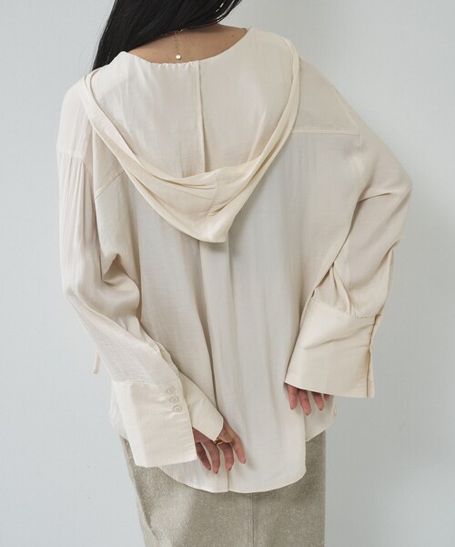 GALLEST（ギャレスト）の「【一部店舗限定】シアーフードオーバーシャツ（シャツ/ブラウス・レディース・サックスブルー/オフホワイト/ナチュラル・38）」の17枚目の写真