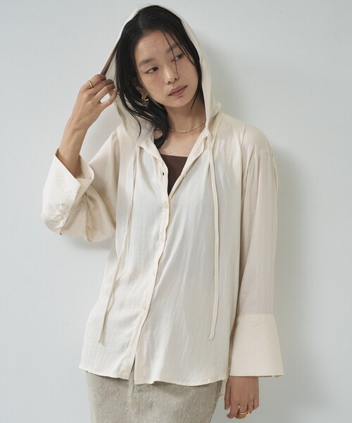 GALLEST（ギャレスト）の「【一部店舗限定】シアーフードオーバーシャツ（シャツ/ブラウス・レディース・サックスブルー/オフホワイト/ナチュラル・38）」の19枚目の写真