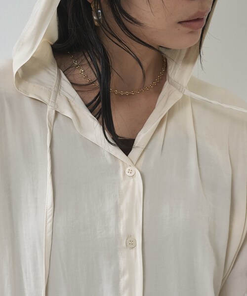 GALLEST（ギャレスト）の「【一部店舗限定】シアーフードオーバーシャツ（シャツ/ブラウス・レディース・サックスブルー/オフホワイト/ナチュラル・38）」の20枚目の写真