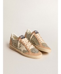 GOLDEN GOOSE | Ball Star レディース グリッター（シルバー） スエードパネル（ピンクベージュ）(スニーカー)
