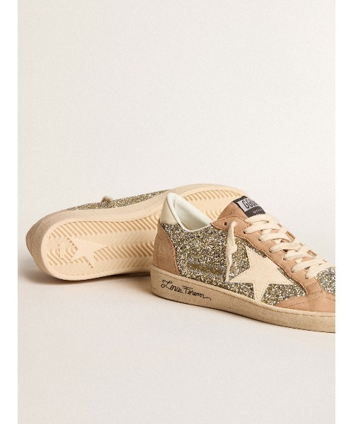GOLDEN GOOSE（ゴールデングース）の「Ball Star レディース グリッター（シルバー） スエードパネル（ピンクベージュ）（スニーカー・レディース・ピンク系その他・37/39）」の2枚目の写真