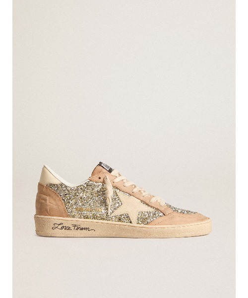 GOLDEN GOOSE（ゴールデングース）の「Ball Star レディース グリッター（シルバー） スエードパネル（ピンクベージュ）（スニーカー・レディース・ピンク系その他・37/39）」の3枚目の写真
