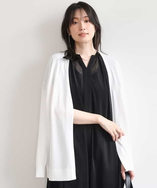 OFUON le MK(オフオンルエムケー)の「着流しカーディガン/接触冷感/洗える/WEB限定サイズあり(カーディガン/ボレロ・レディース・ホワイト/ライトブルー/ネイビー・38/36)」の7枚目の写真