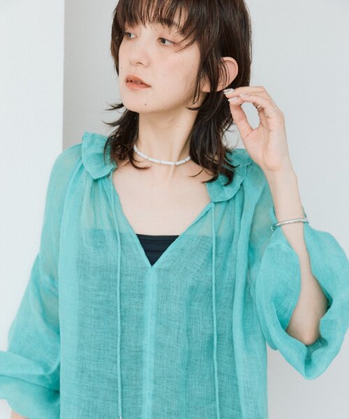 RIVE DROITE（リヴドロワ）の「【à Nice】リネンギャザーブラウス（シャツ/ブラウス・レディース・ブルー/ベージュ/ブラウン/ピンク・FREE）」の19枚目の写真