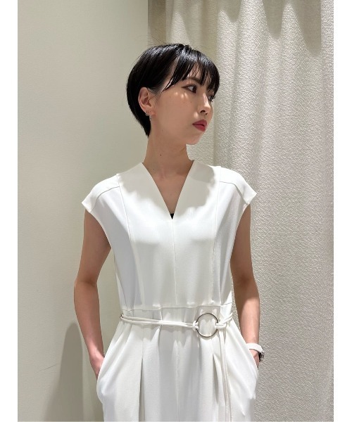 ESTNATION(エストネーション)の「ESTNATION / ワイドタックオールインワン(つなぎ/オールインワン・レディース・ブラック/オフホワイト・38/36)」の11枚目の写真