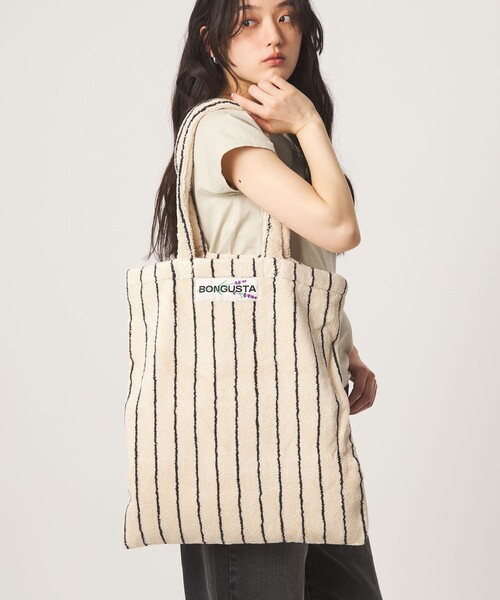 BONGUSTA(ボングスタ)の「<BONGUSTA>トートバッグ(ストライプ)(トートバッグ・レディース・ホワイト/ブラウン系/クリーム/コバルトブルー/イエロー/ワイン/ベージュ・FREE)」の5枚目の写真