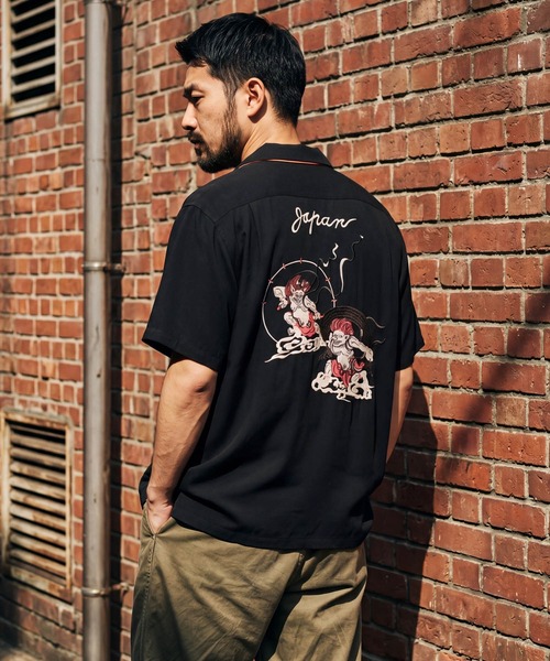 UT207】【HOUSTON/ヒューストン】FUUJIN ＆ RAIJIN SOUVENIR SHIRT