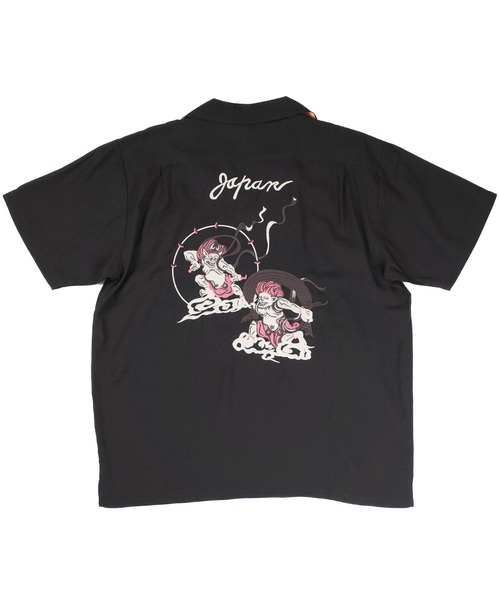 HOUSTON(ヒューストン)の「【UT207】【HOUSTON/ヒューストン】FUUJIN & RAIJIN SOUVENIR SHIRT 41278(シャツ/ブラウス・メンズ・ブラック/オレンジ・LARGE)」の3枚目の写真