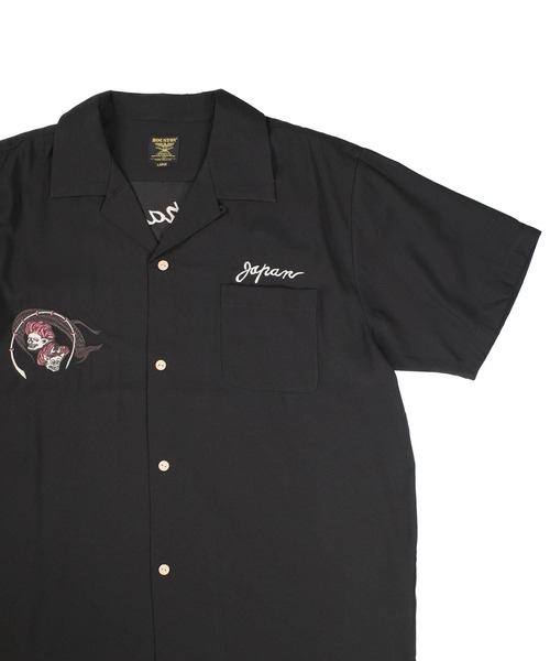 HOUSTON(ヒューストン)の「【UT207】【HOUSTON/ヒューストン】FUUJIN & RAIJIN SOUVENIR SHIRT 41278(シャツ/ブラウス・メンズ・ブラック/オレンジ・LARGE)」の5枚目の写真