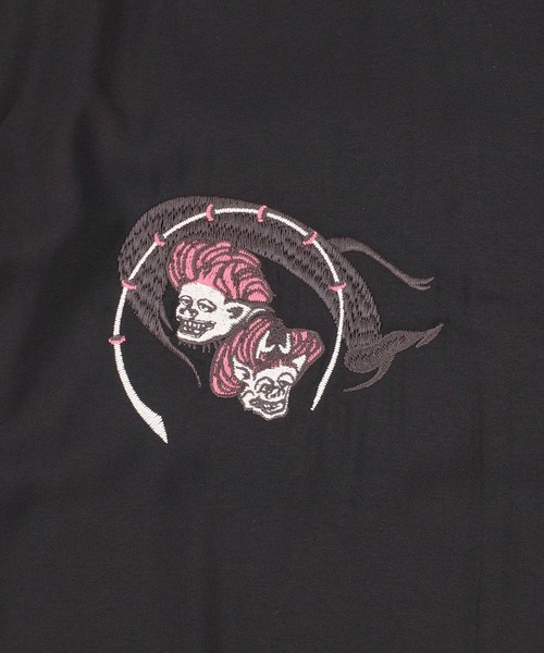 HOUSTON(ヒューストン)の「【UT207】【HOUSTON/ヒューストン】FUUJIN & RAIJIN SOUVENIR SHIRT 41278(シャツ/ブラウス・メンズ・ブラック/オレンジ・LARGE)」の9枚目の写真