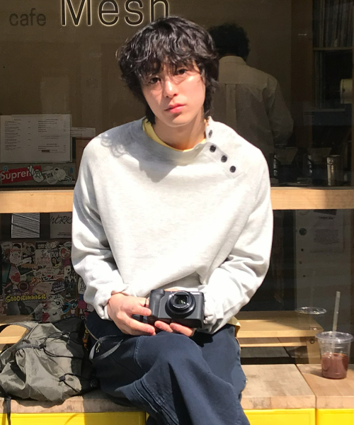 Sailor LINE Henley‑neck crop knit [серый]
