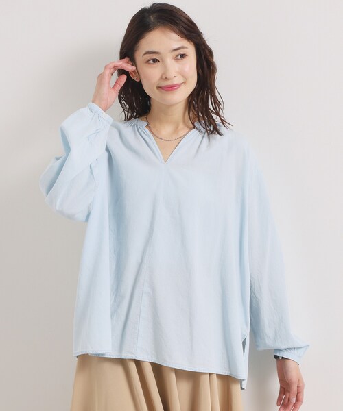 ITS'DEMO(イッツデモ)の「【洗濯機OK】シアーデニムスキッパーブラウス(シャツ/ブラウス・レディース・ネイビー/サックスブルー/ブルー・00)」の1枚目の写真