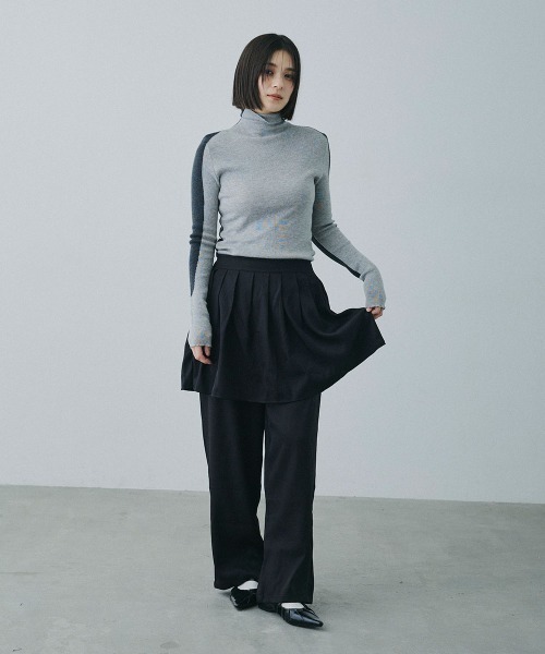 Clum(クルム)の「bicolor turtle knit / バイカラータートルニット(ニット/セーター・レディース・ライトベージュ/グレー・FREE)」の15枚目の写真