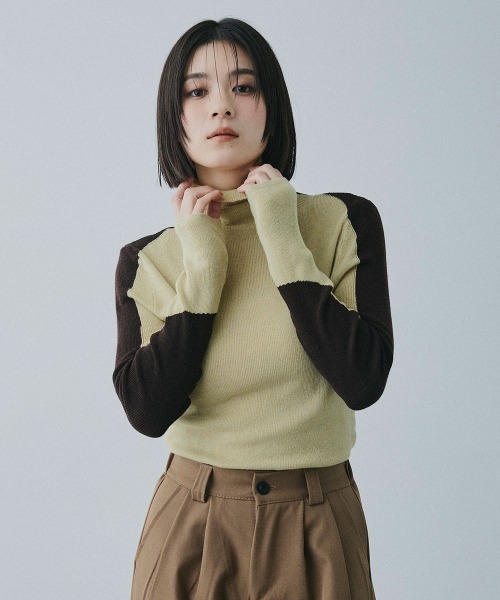 Clum(クルム)の「bicolor turtle knit / バイカラータートルニット(ニット/セーター・レディース・ライトベージュ/グレー・FREE)」の19枚目の写真