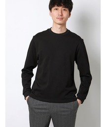 オフィT／Tシャツ／長袖／ウォッシャブル／プレーティング鹿の子／無地