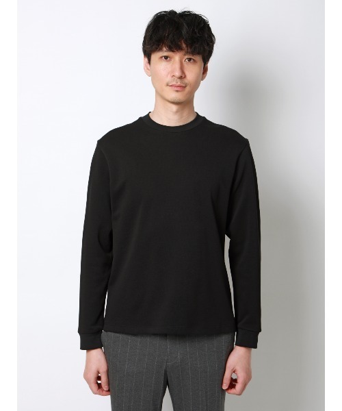 SUIT SQUARE(スーツスクエア)の「オフィT/Tシャツ/長袖/ウォッシャブル/プレーティング鹿の子/無地(Tシャツ/カットソー・メンズ・ブラック/グレー/ホワイト/ブラウン・S/M/L/LL/3L)」の8枚目の写真