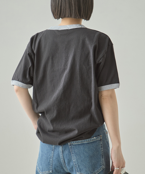 journal standard L'essage(ジャーナルスタンダードレサージュ)の「《L.E.S》リンガーTシャツ(Tシャツ/カットソー・レディース・ベージュ/ホワイト/ブラック・FREE)」の16枚目の写真