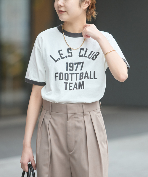 journal standard L'essage(ジャーナルスタンダードレサージュ)の「《L.E.S》リンガーTシャツ(Tシャツ/カットソー・レディース・ベージュ/ホワイト/ブラック・FREE)」の19枚目の写真