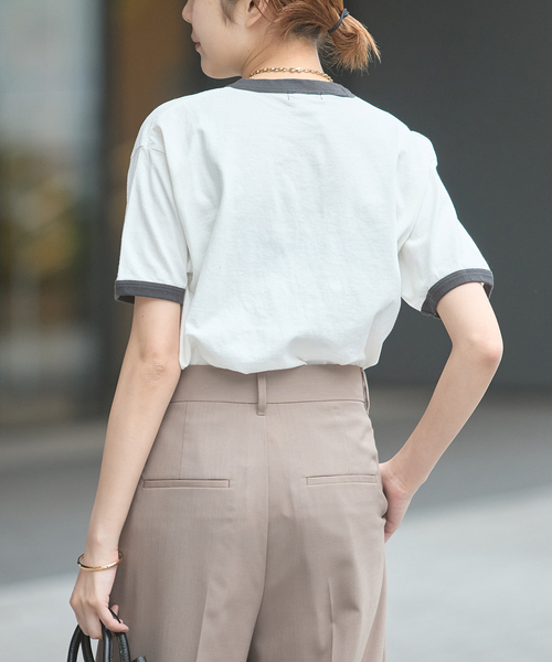journal standard L'essage(ジャーナルスタンダードレサージュ)の「《L.E.S》リンガーTシャツ(Tシャツ/カットソー・レディース・ベージュ/ホワイト/ブラック・FREE)」の21枚目の写真