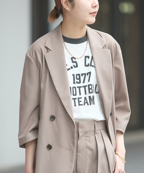 journal standard L'essage(ジャーナルスタンダードレサージュ)の「《L.E.S》リンガーTシャツ(Tシャツ/カットソー・レディース・ベージュ/ホワイト/ブラック・FREE)」の22枚目の写真