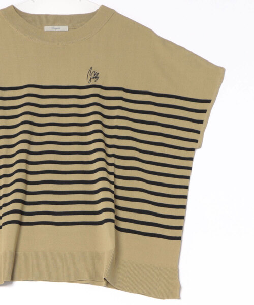 BELLUNA PLUS（ベルーナ）の「シャリ冷！多機能フレンチ袖ニットＴシャツ（ニット/セーター・レディース・ブラウン系/バイオレット/ブラック×ホワイト/ワイン系・LARGE/MEDIUM/X-LARGE）」の10枚目の写真