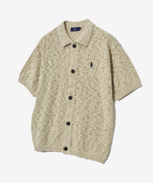 YALE(イェール)の「ヘダーショートスリーブニットシャツヘダーベージュ(Tシャツ/カットソー・レディース・その他・MEDIUM/SMALL/X-LARGE/LARGE)」の1枚目の写真
