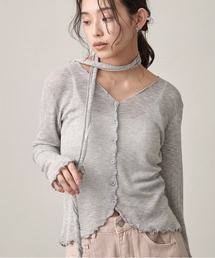 Sheer Cardigan Narrow Scarf Set|シアーカーディガンナロースカーフセット