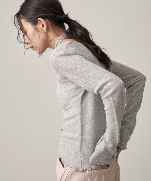 OFROOM(オフルーム)の「Sheer Cardigan Narrow Scarf Set|シアーカーディガンナロースカーフセット(カーディガン/ボレロ・レディース・ベージュ/ホワイト/ブラック/グレー・FREE)」の18枚目の写真