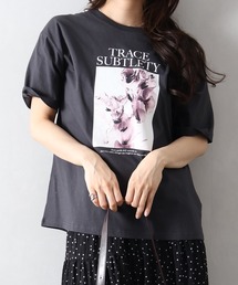 汗染み防止花フォト Tシャツ