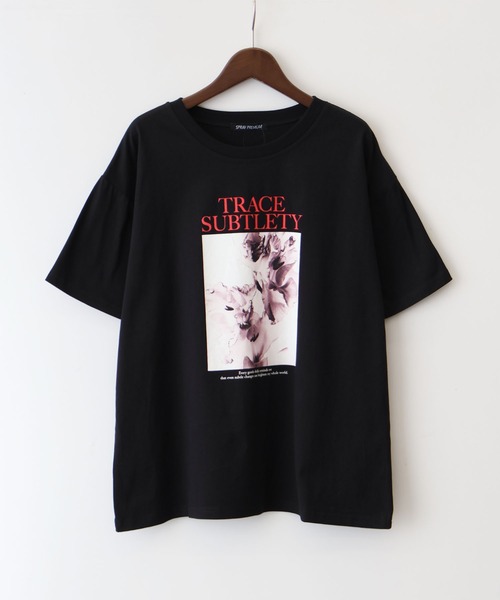 SpRay(スプレイ)の「汗染み防止花フォト Tシャツ(Tシャツ/カットソー・レディース・ブラック/グレー/ブラウン/アイボリー/チャコールグレー・FREE)」の3枚目の写真