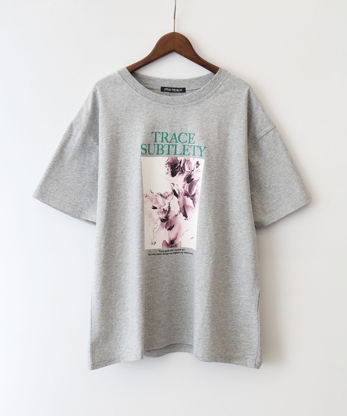 SpRay(スプレイ)の「汗染み防止花フォト Tシャツ(Tシャツ/カットソー・レディース・ブラック/グレー/ブラウン/アイボリー/チャコールグレー・FREE)」の6枚目の写真