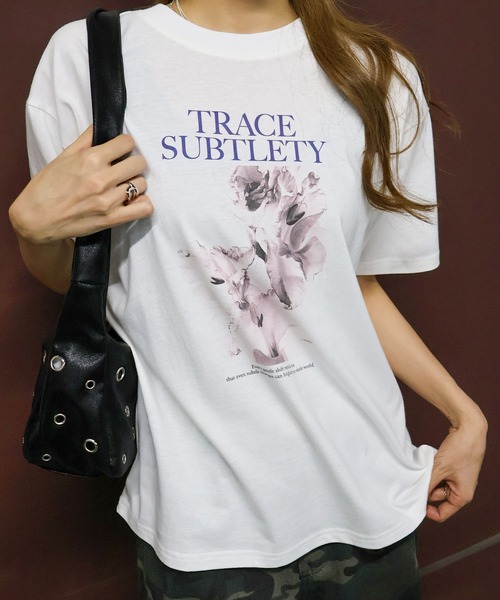 SpRay（スプレイ）の「汗染み防止花フォト Tシャツ（Tシャツ/カットソー・レディース・ブラック/グレー/ブラウン/アイボリー/チャコールグレー・FREE）」の19枚目の写真