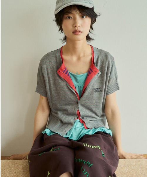 common gull products.（コモンガルプロダクツ）の「2つで1つの半袖カーディガン、芽心（カーディガン/ボレロ・レディース・グレー系/ミント/ネイビー/サックスブルー・SMALL/MEDIUM）」の9枚目の写真