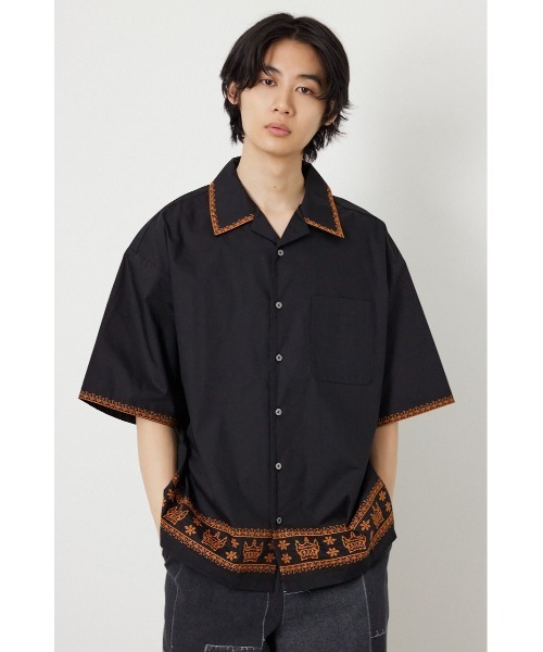 RODEO CROWNS WIDE BOWL（ロデオクラウンズワイドボウル）の「Crown Hem シャツ（シャツ/ブラウス・メンズ・ブラック/オフホワイト/ダークオレンジ・MEDIUM/LARGE）」の8枚目の写真