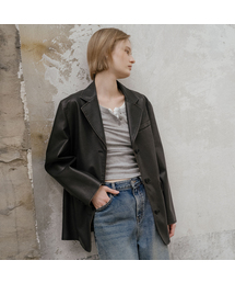 Crack leather vintage jacket TIFA02LE01_Brown