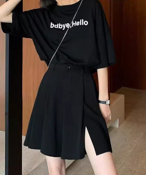 mielu(ミエル)の「プリーツフレアハーフパンツ(その他パンツ・レディース・ブラック/ベージュ・MEDIUM/LARGE)」の3枚目の写真