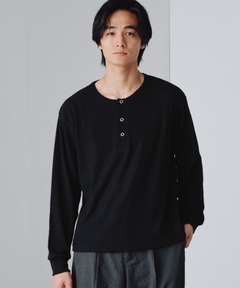 Snap Button Henry Neck Long Sleeve T / スナップボタンヘンリー