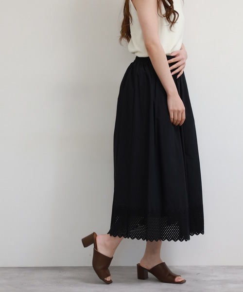 EGLANTINE（エグランティーヌ）の「EGLANTINE コットンスカート（スカート・レディース・オフホワイト/ブラック・38）」の9枚目の写真