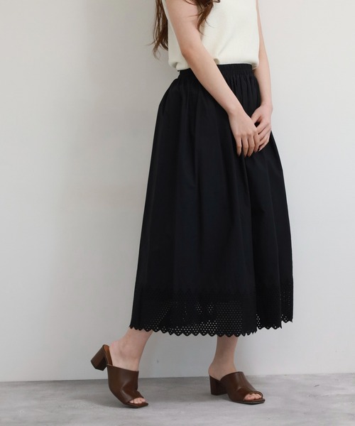EGLANTINE（エグランティーヌ）の「EGLANTINE コットンスカート（スカート・レディース・オフホワイト/ブラック・38）」の10枚目の写真