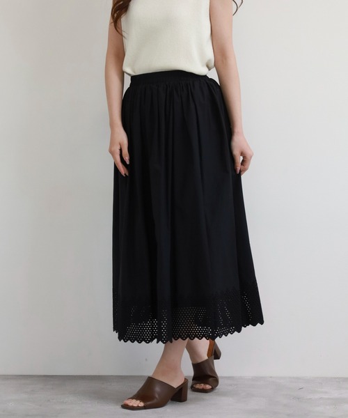 EGLANTINE（エグランティーヌ）の「EGLANTINE コットンスカート（スカート・レディース・オフホワイト/ブラック・38）」の12枚目の写真
