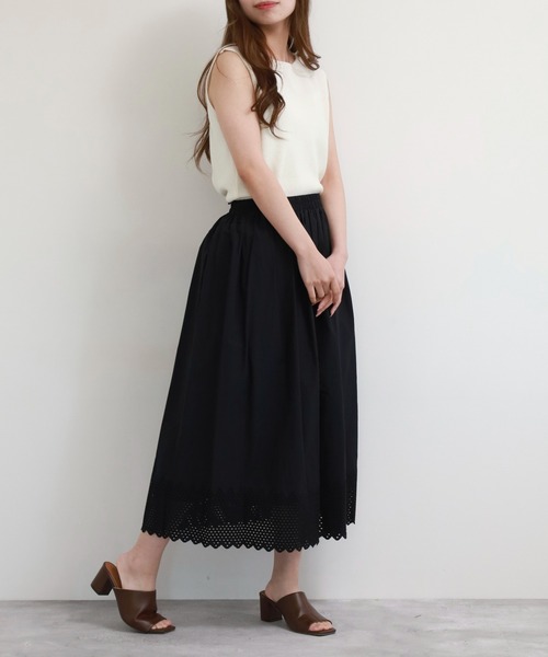 EGLANTINE（エグランティーヌ）の「EGLANTINE コットンスカート（スカート・レディース・オフホワイト/ブラック・38）」の15枚目の写真