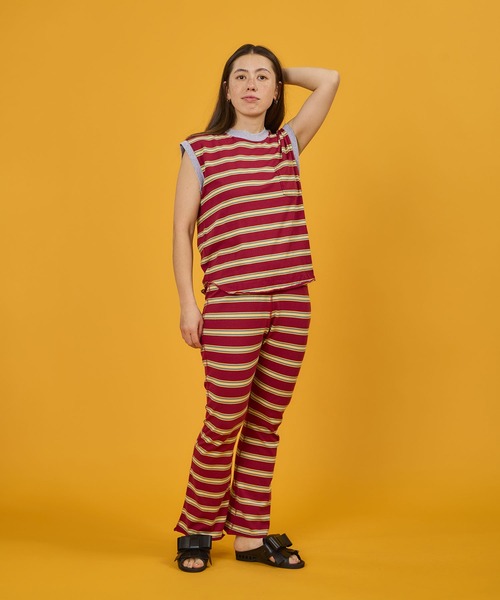 WALLA WALLA SPORT（ワラワラスポーツ）の「WALLA WALLA SPORT【ワラワラスポーツ】 - STRIPE FLARE PANT（その他パンツ・レディース・バーガンディー/ブラック系/ブラウン系/グリーン系・MEDIUM）」の6枚目の写真