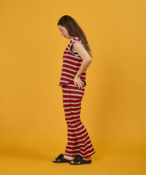 WALLA WALLA SPORT（ワラワラスポーツ）の「WALLA WALLA SPORT【ワラワラスポーツ】 - STRIPE FLARE PANT（その他パンツ・レディース・バーガンディー/ブラック系/ブラウン系/グリーン系・MEDIUM）」の7枚目の写真
